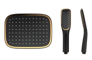 Душевая стойка Laguraty 7000 AX с изливом чёрный/золото